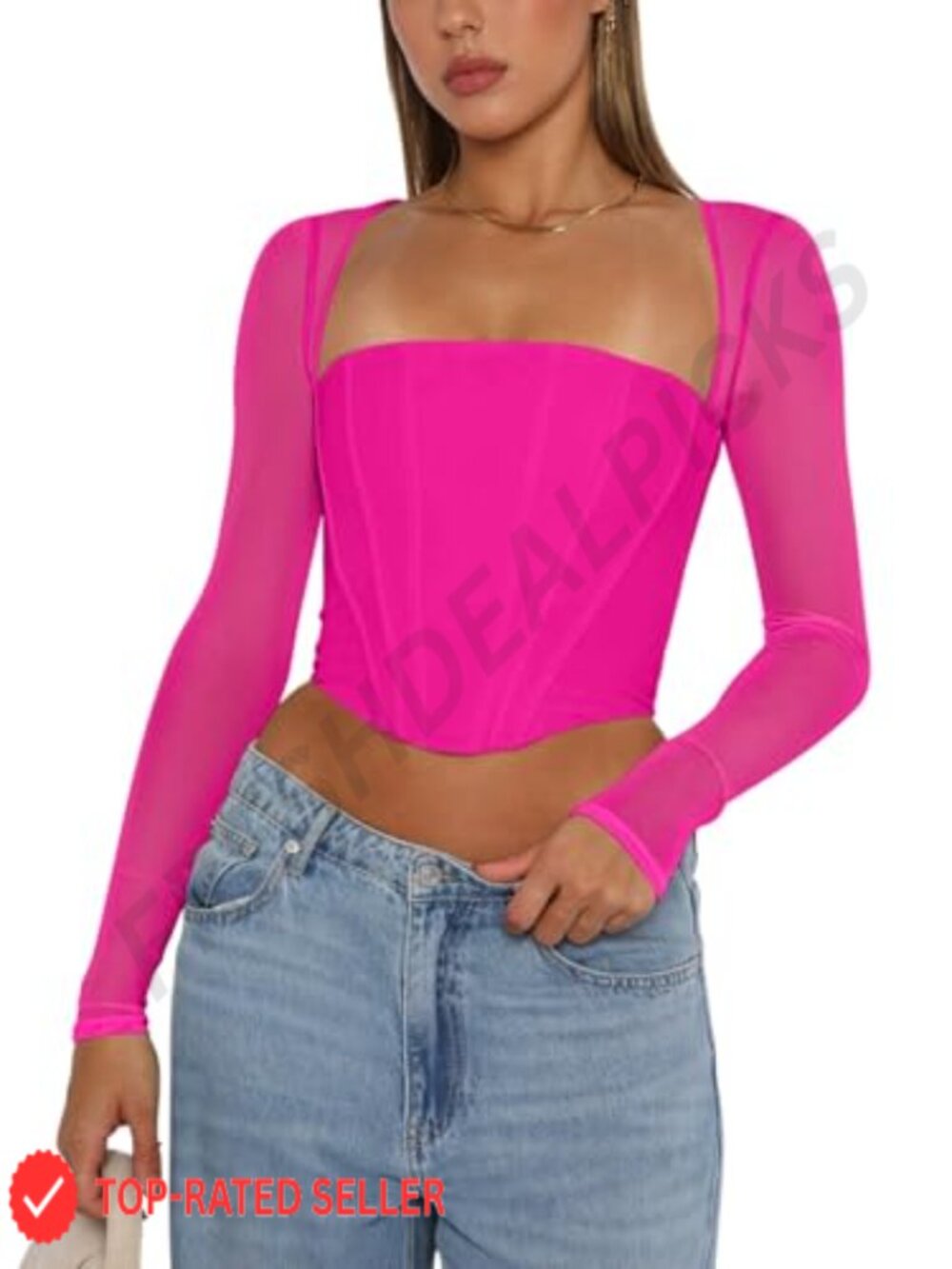 Mesh Long Sleeve Boned Corset Bustier Top Y2k Going Out